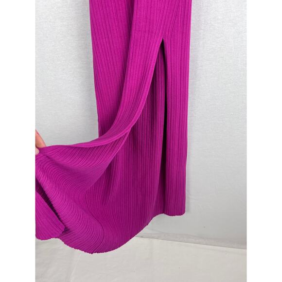 Michael Costello x Revolve Dress Variegated Rib Bodycon Midi Sexy Baddie Magenta - Picture 7 of 9